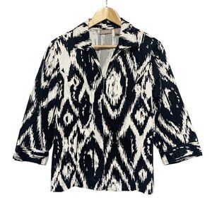 CHICO'S white and black hidden hook eye closure blazer size Large/12